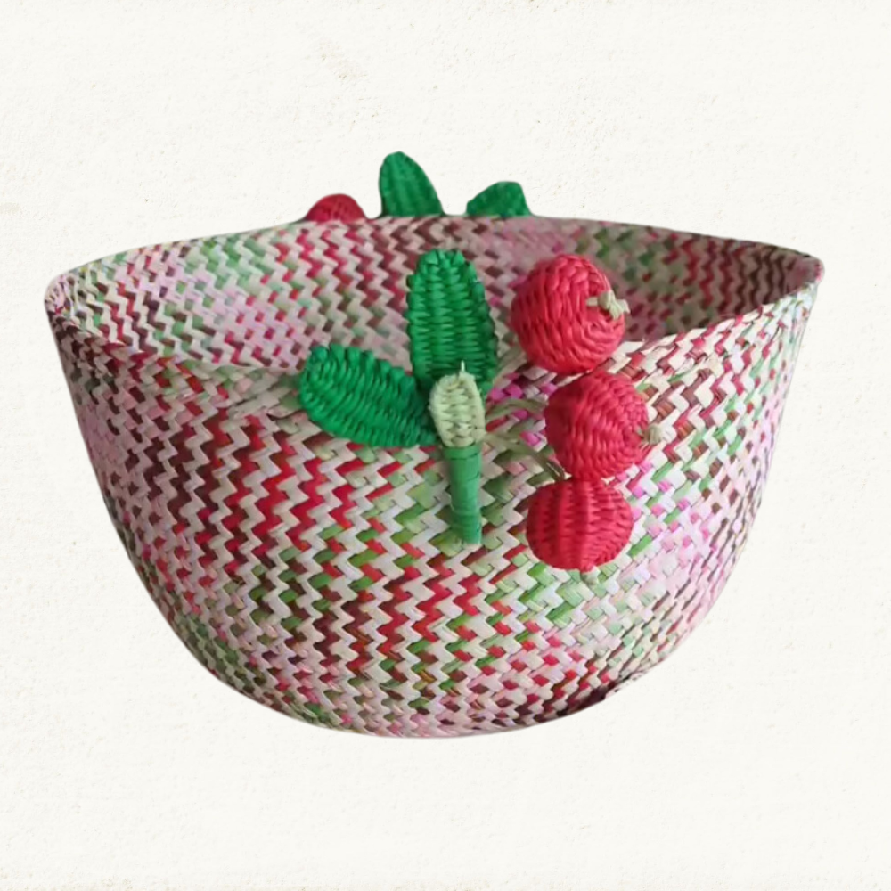 Cherry Basket - Handmade Iraca Palm - Home Decor