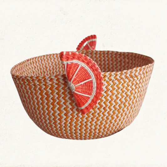 Orange Basket - Handmade Iraca Palm - Home Decor