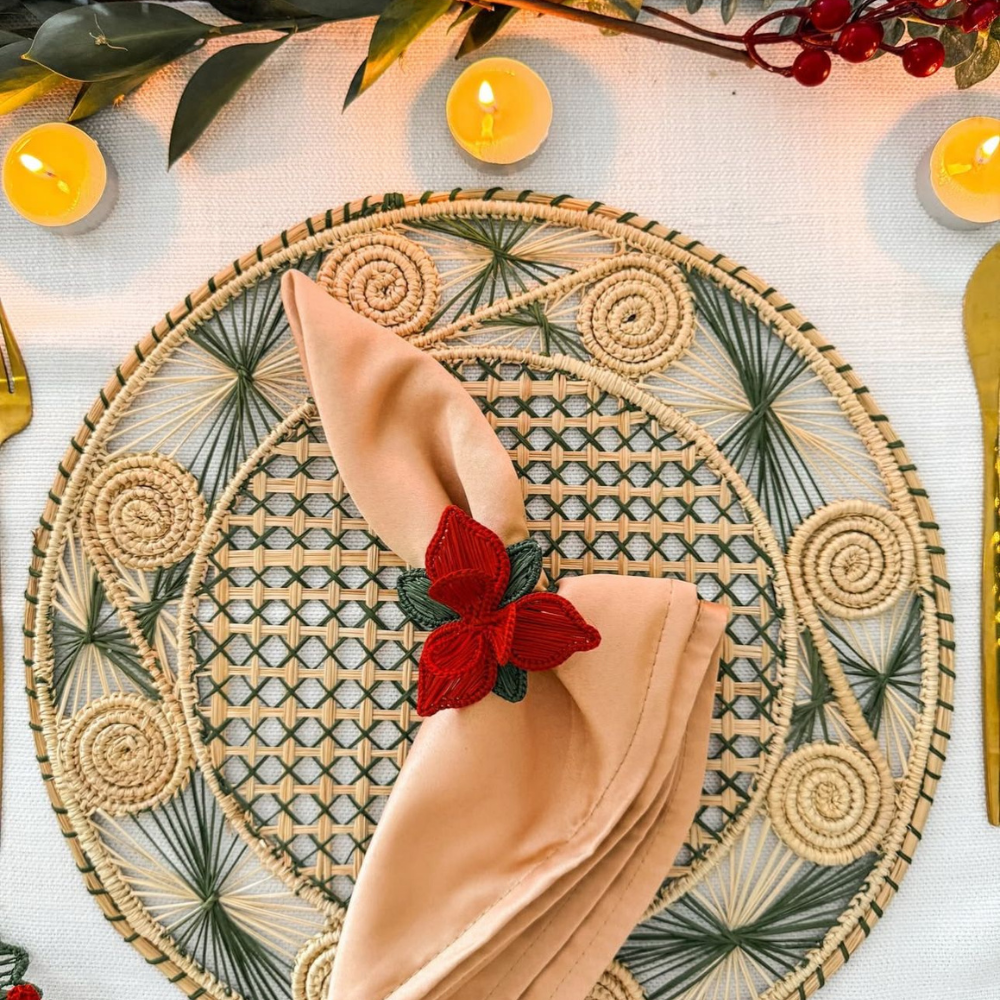 Xmas Orchid Napkin Ring - Made of Iraca Palm